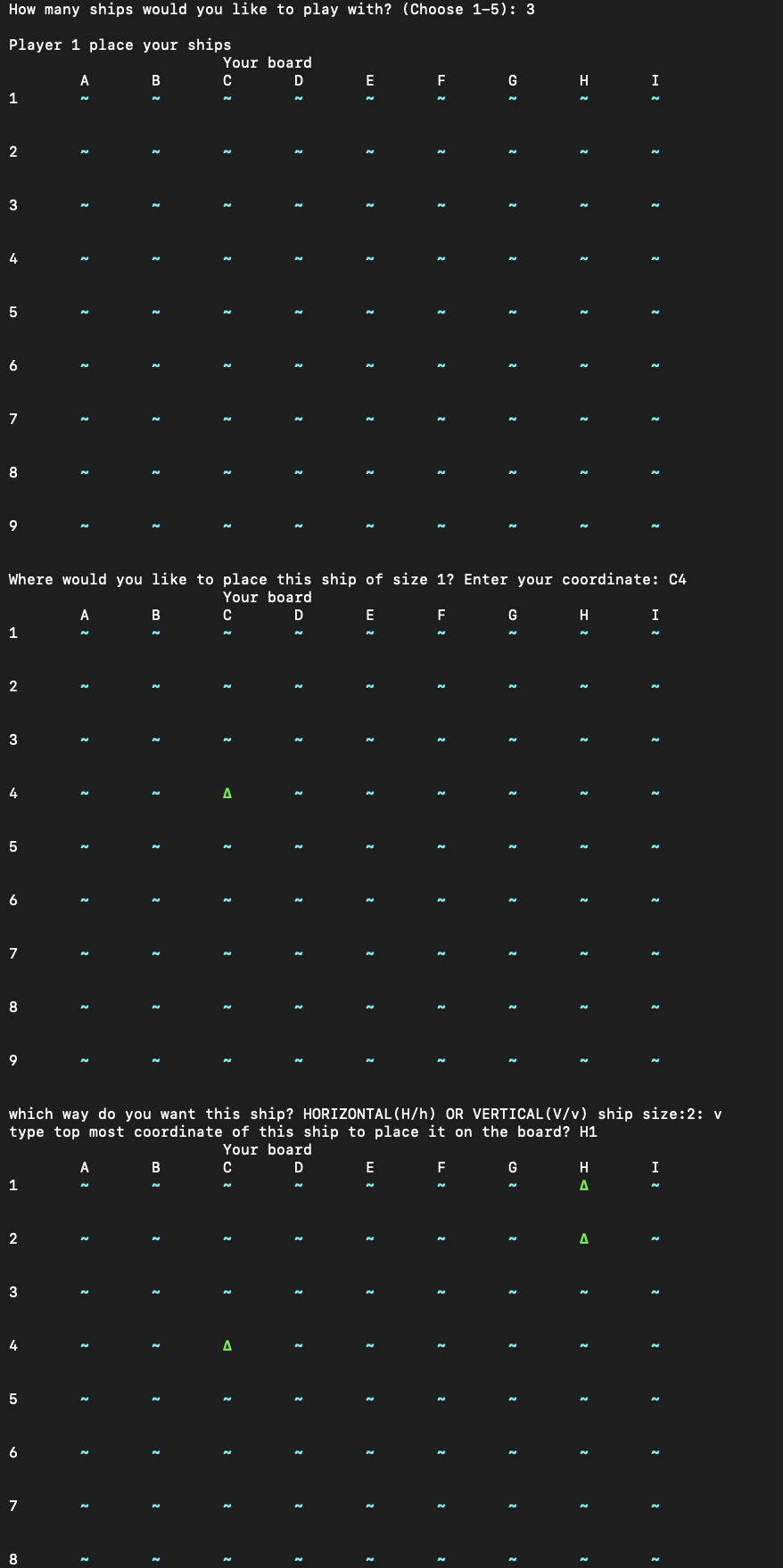Battleship on a terminal